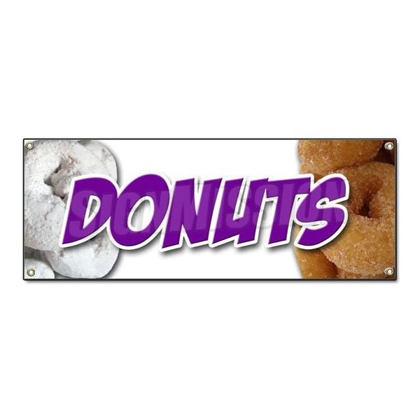 DONUTS 1 BANNER SIGN donut fried dough signs hot fresh made glazed sugar